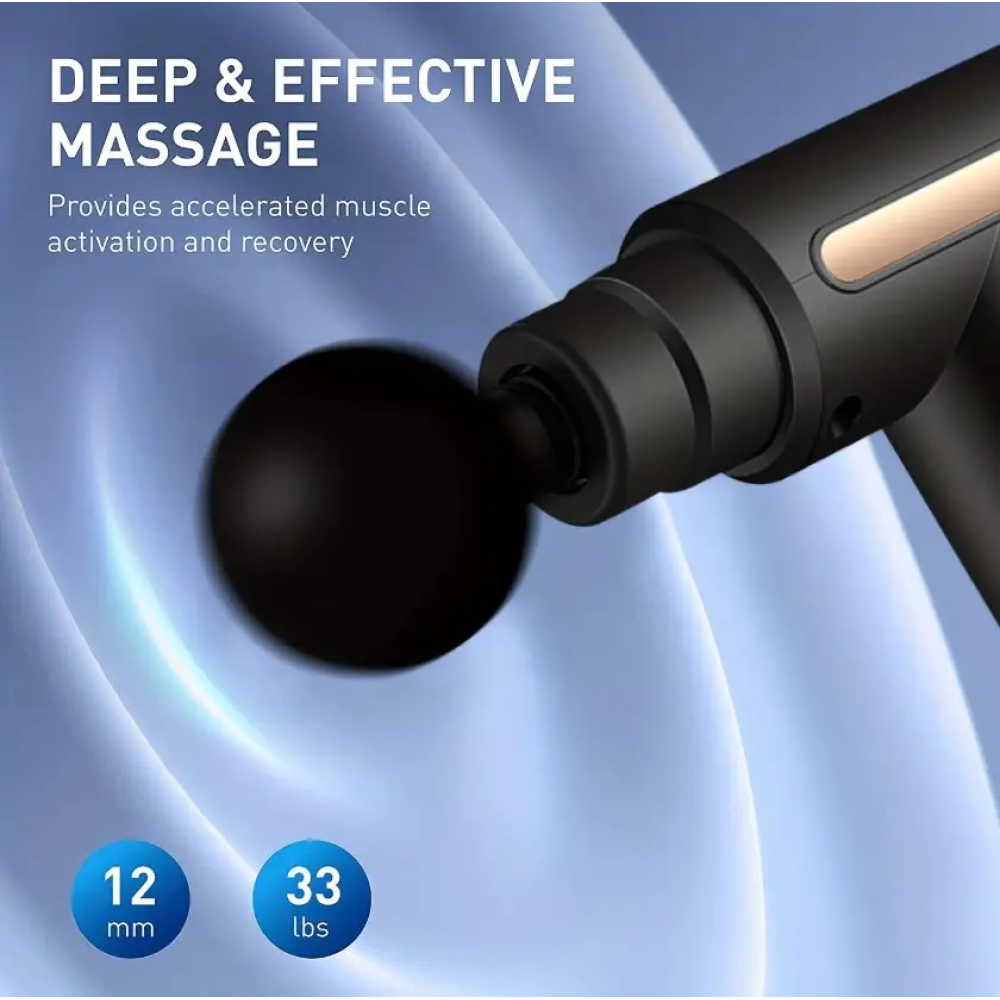 Акумуляторний перкусійний масажер Massage Gun 720 з сенсорним дисплеєм, 6 режимами та 4 насадками Type-C