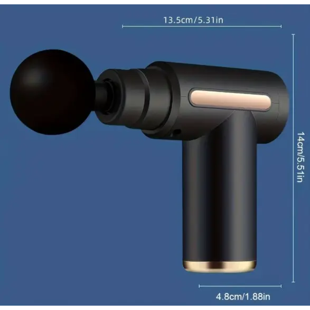 Акумуляторний перкусійний масажер Massage Gun 720 з сенсорним дисплеєм, 6 режимами та 4 насадками Type-C