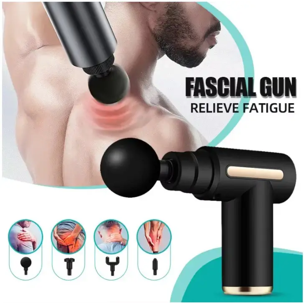 Акумуляторний перкусійний масажер Massage Gun 720 з сенсорним дисплеєм, 6 режимами та 4 насадками Type-C