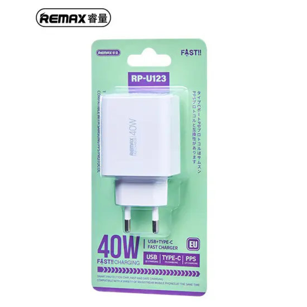 Зарядний пристрій 40W REMAX  Kiddy Series 40Вт A+2C Fast Charger RP-U123
