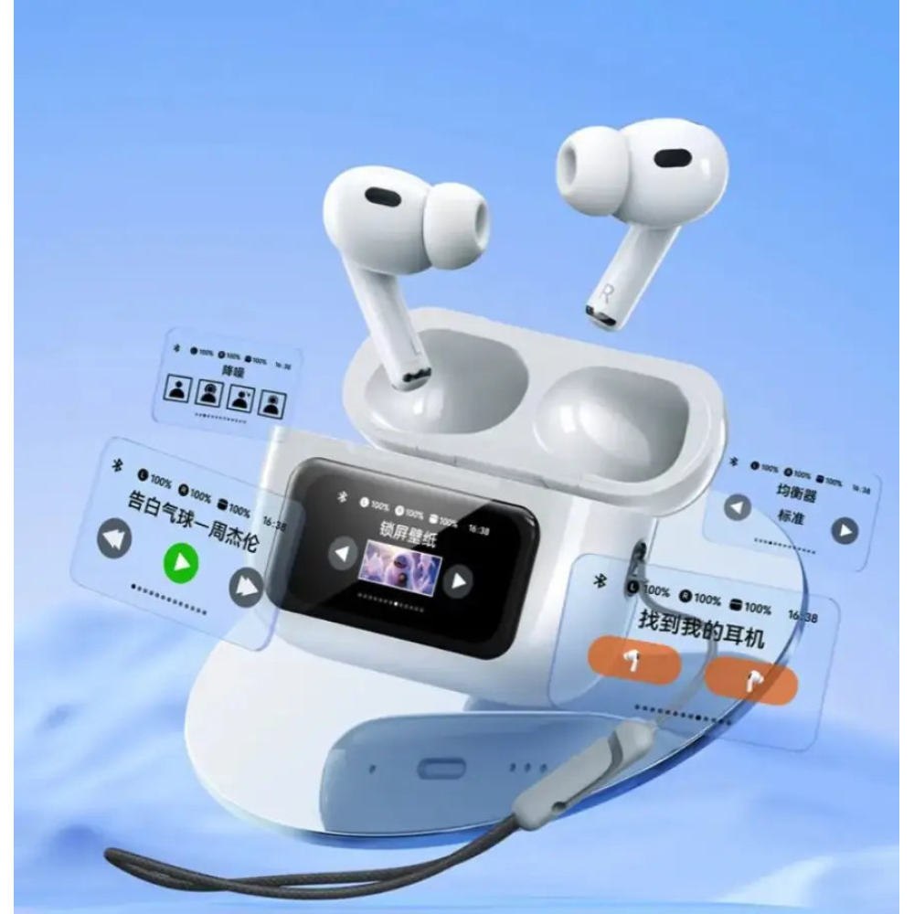 Bluetooth TWS навушники Remax W30N CozyPods з дисплеєм. Білі