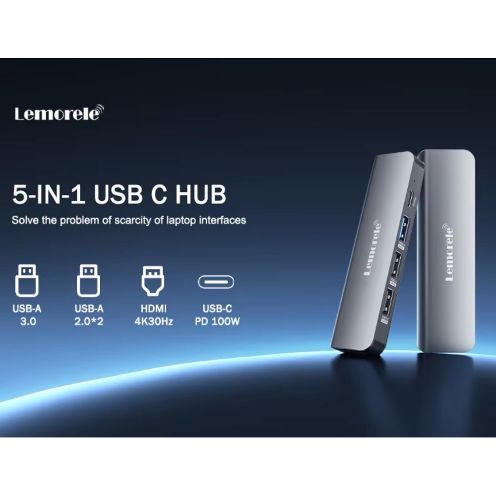 USB 3.0 хаб конвертер HDMI 4K Lemorele 5 в 1