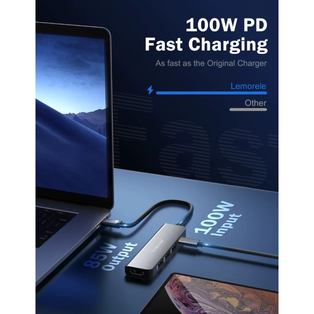 USB 3.0 хаб конвертер HDMI 4K Lemorele 5 в 1