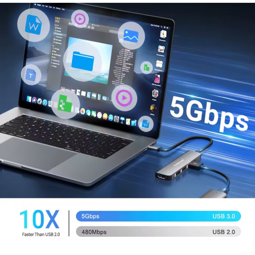 USB 3.0 хаб конвертер HDMI 4K Lemorele 5 в 1