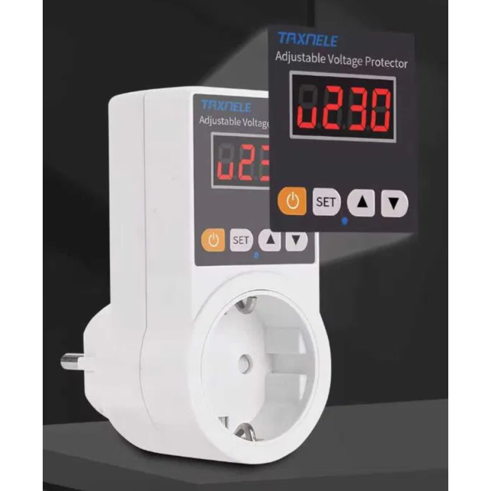 Захисне реле напруги в розетку Taxnele 3000W 140-300V 16A