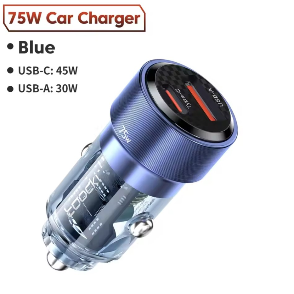 Автомобильное зарядное устройство 75W Toocki PD+QC 1C+1A Fast Car Charger