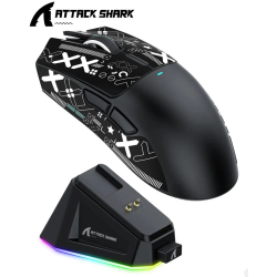 Миша бездротова ігрова ATTACK SHARK X11 чорна. Радіо 2.4Ghz + Bluetooth 5.2 + Док-станція
