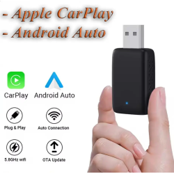 Адаптер бездротовий для Apple CarPlay та Android Auto 2in1 USB WIFI5 Bluetooth 5.0 з OTG перехідником