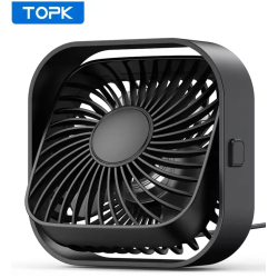 USB вентилятор портативний TOPK чорн, 3 швидкості.