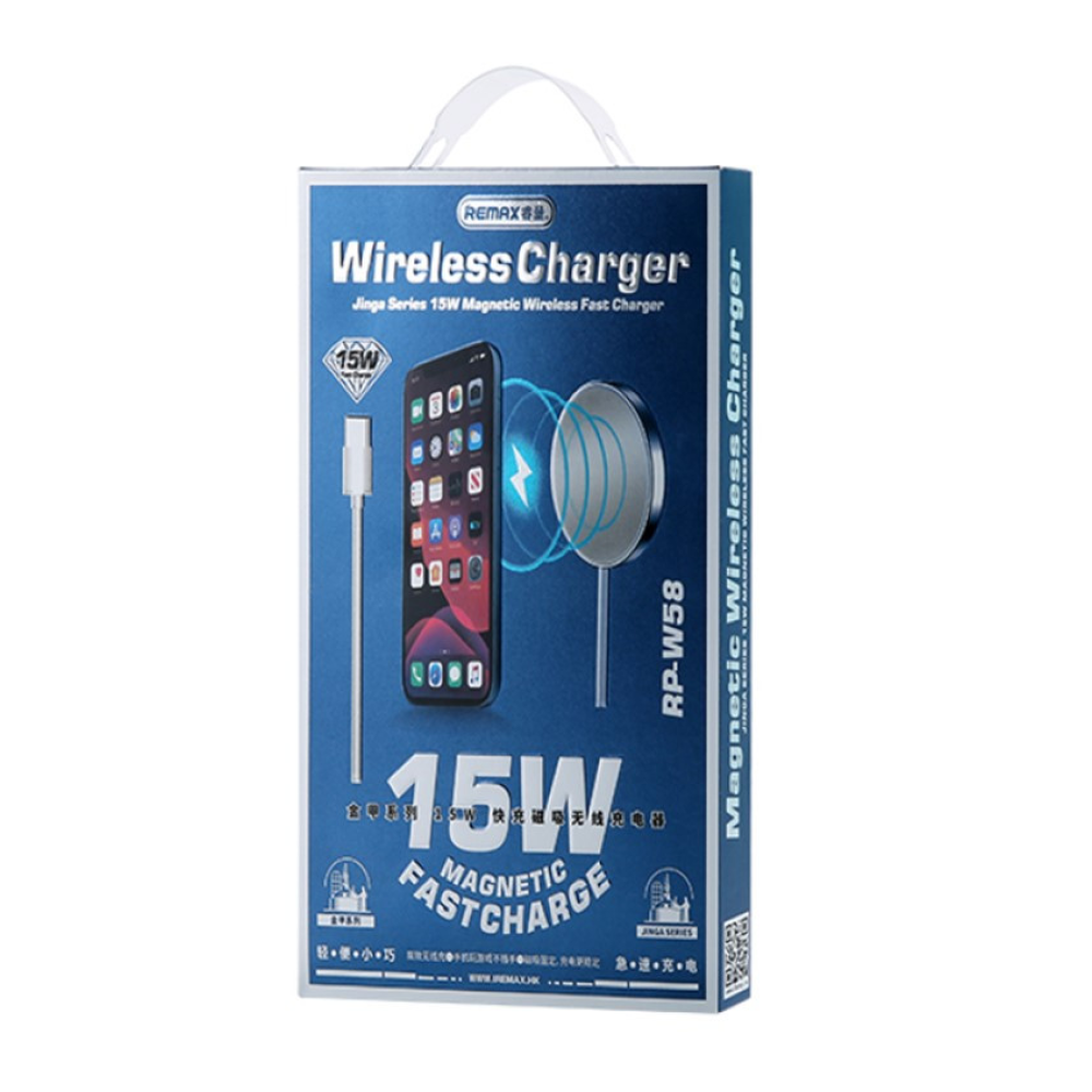 Бездротовий зарядний пристрій 15W REMAX Jinga Series 15W Magnetic Wireless Fast Charger  RP-W58