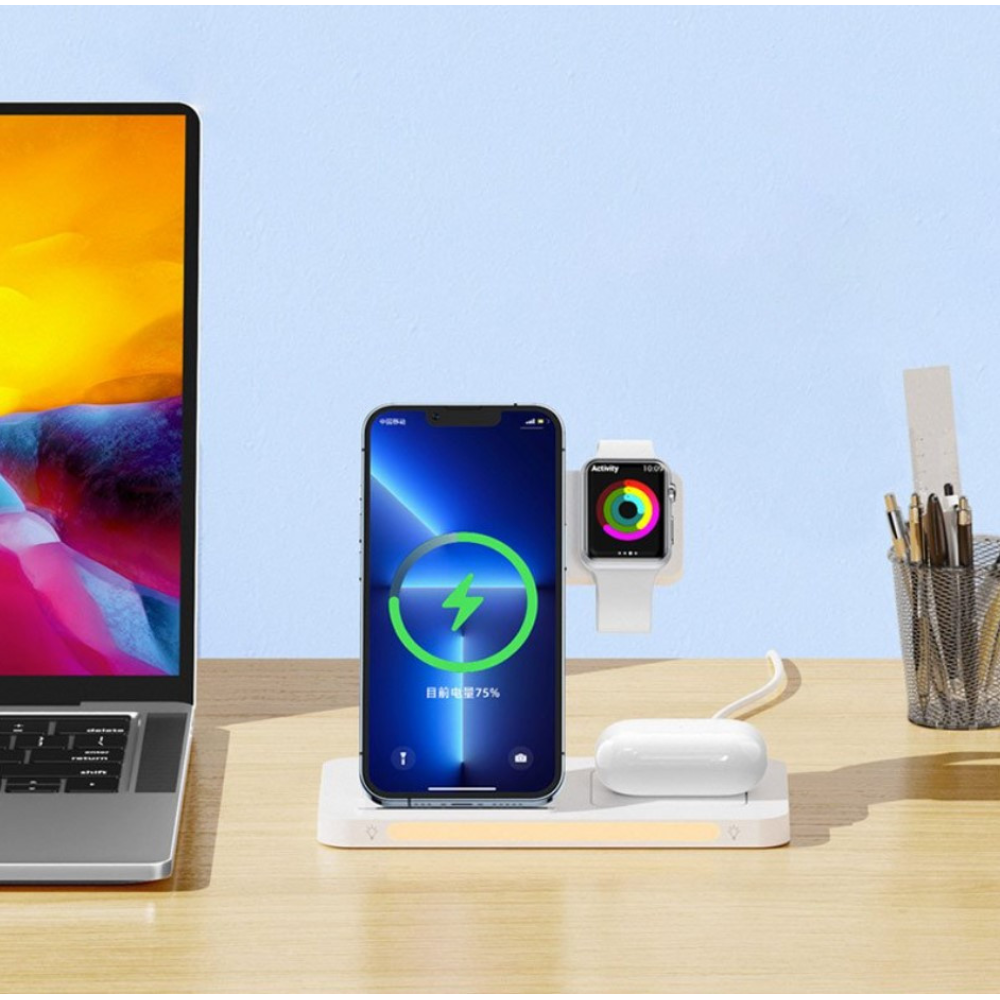 Бездротовий зарядний пристрій 22W REMAX Minxl Series 3-in-1 Foldable Wireless Charger RP-W60 Білий