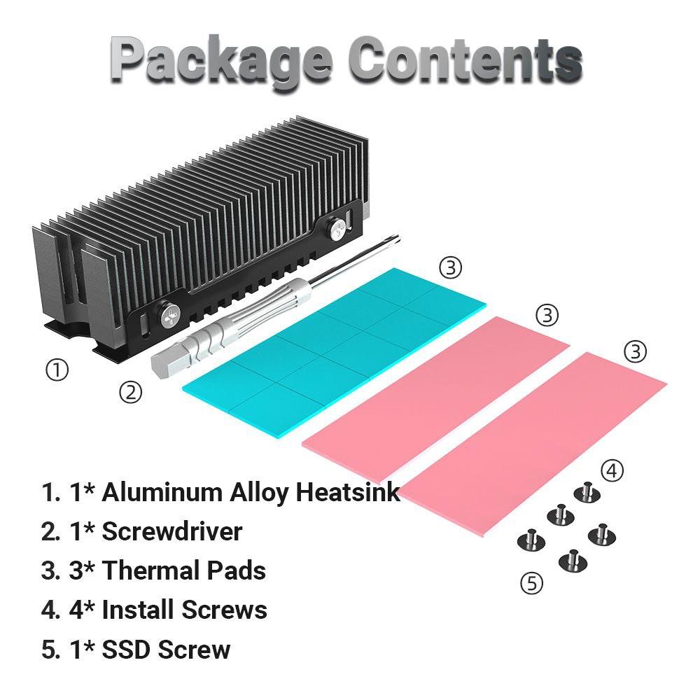 Радіатор охолодження SSD M.2  2280 + термопрокладки Jeyi GodFins