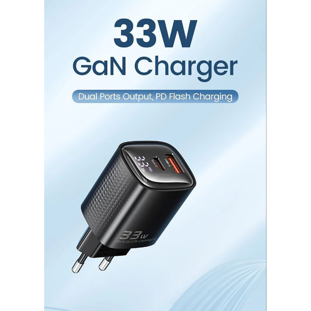 Мережевий зарядний пристрій Toocki 33W GAN Display Type-c USB