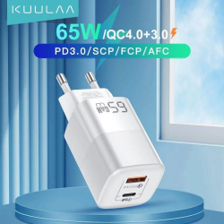 Мережевий зарядний пристрій Kuulaa 65W GAN (Type-C + USB-A)  RY-U65A