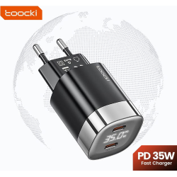 Мережевий зарядний пристрій Toocki 35W GAN  Display TCT35-06EU (2 x type-c) Чорне