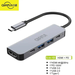 USB 3.0 хаб + конвертер HDMI 4K Qianji 5 у 1