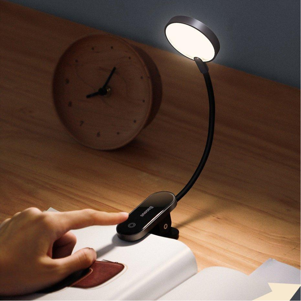 Портативна настільна лампа Baseus Comfort Reading Mini Clip Lamp Dark Gray (DGRAD-0G)