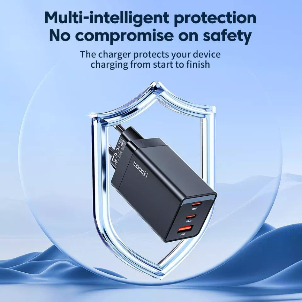 Мережевий зарядний пристрій Toocki 67W GAN (2xType-C + USB-A)