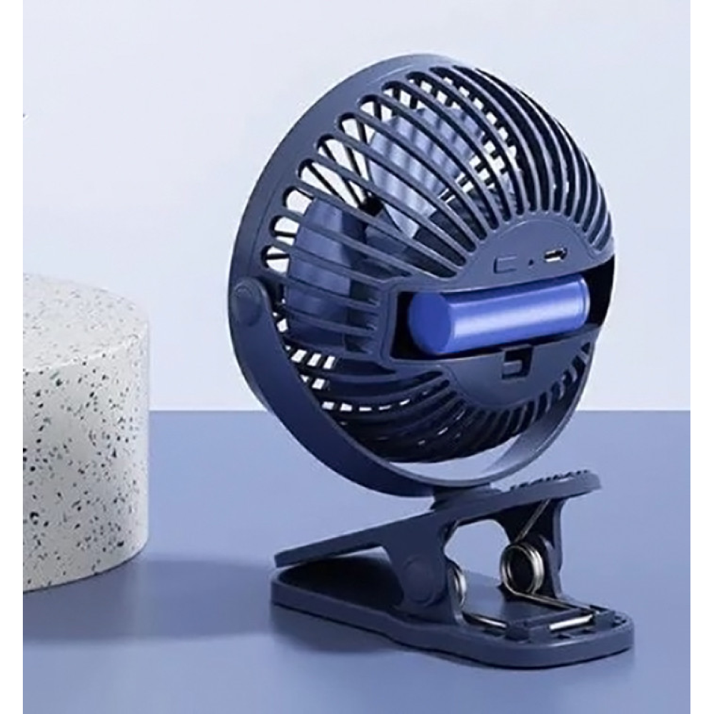 USB вентилятор портативний Cool Wind темно-синій, можливість встановити акумулятор 18650
