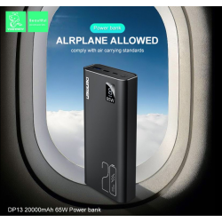 Powerbank 20000mAh Denmen DP13 (USB Output:5V/4.5A 5V/3A 9V/2A 12V/1.5A(max)) li-polymer Чорний метал