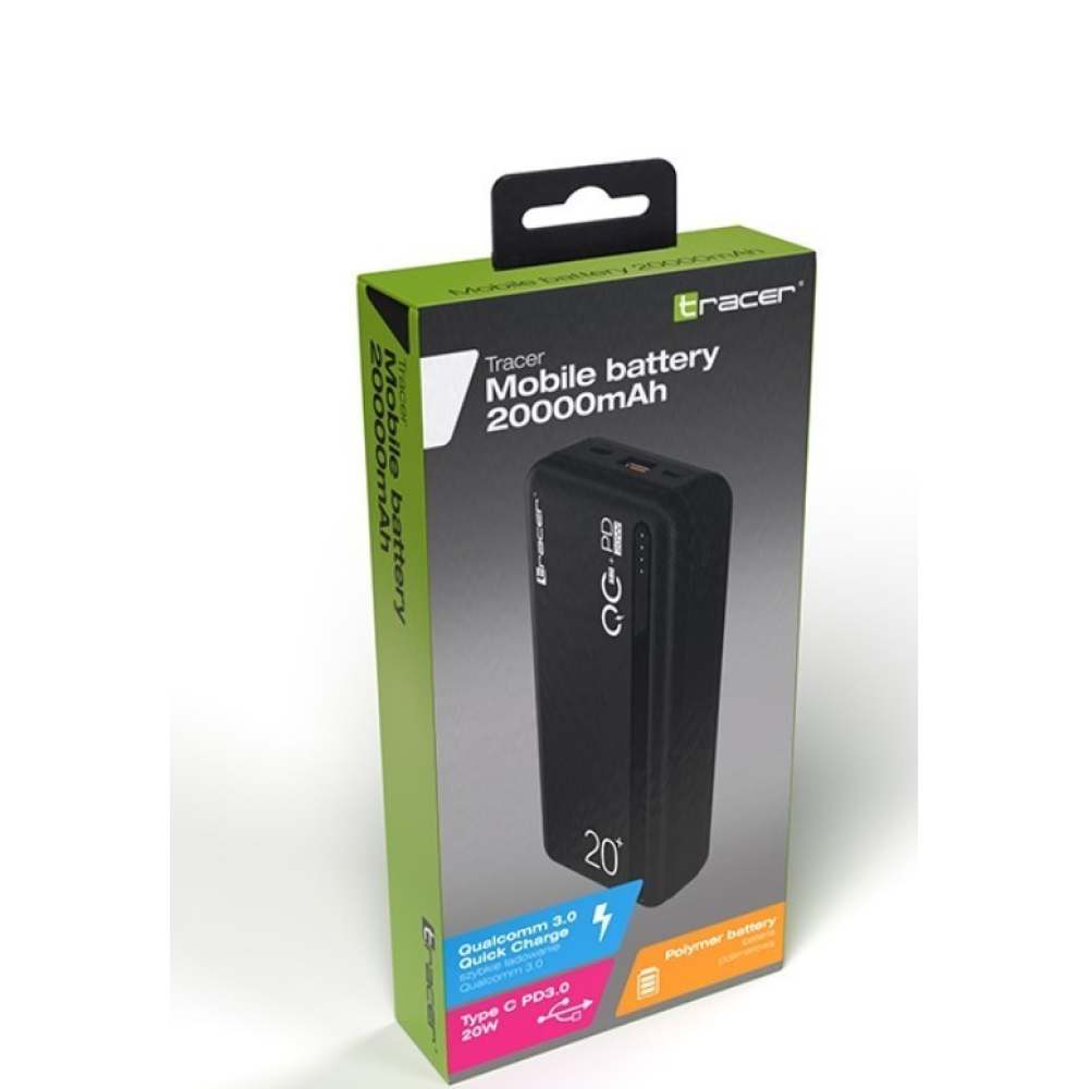 Powerbank 20000mAh 20W  Tracer QC3.0 PD Швидка зарядка