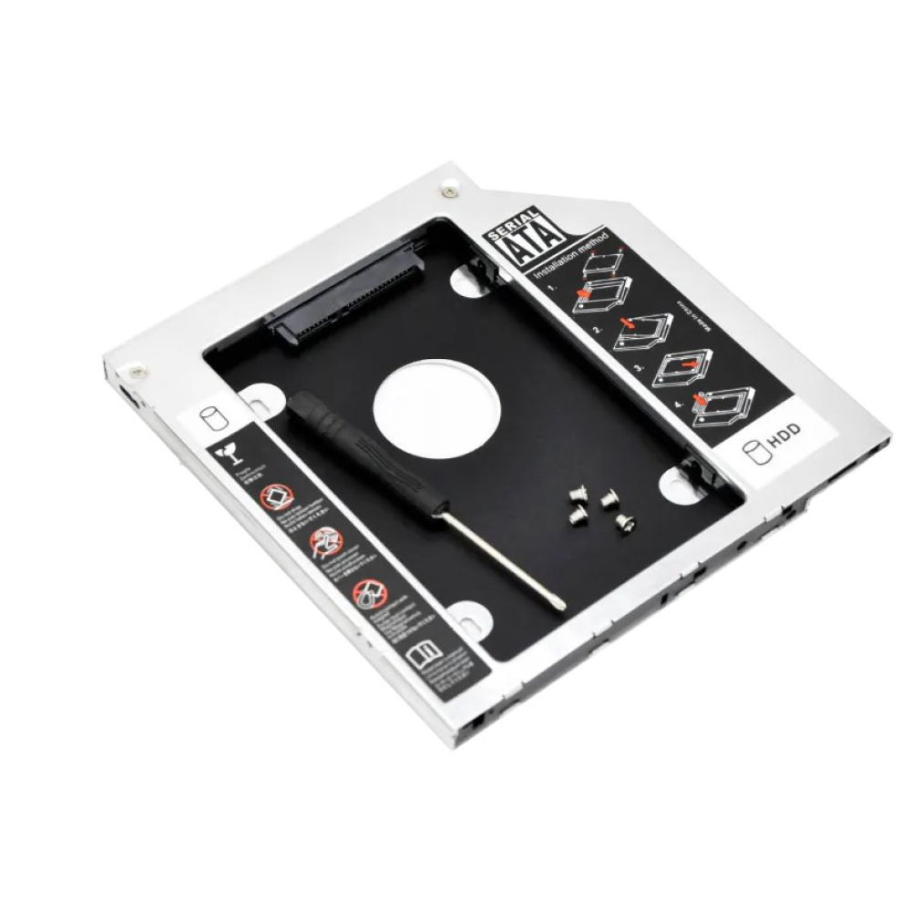 Кишеня-адаптер Optibay 9,5 мм для підключення 2.5“ HDD/SSD замість DVD-приводу ноутбука