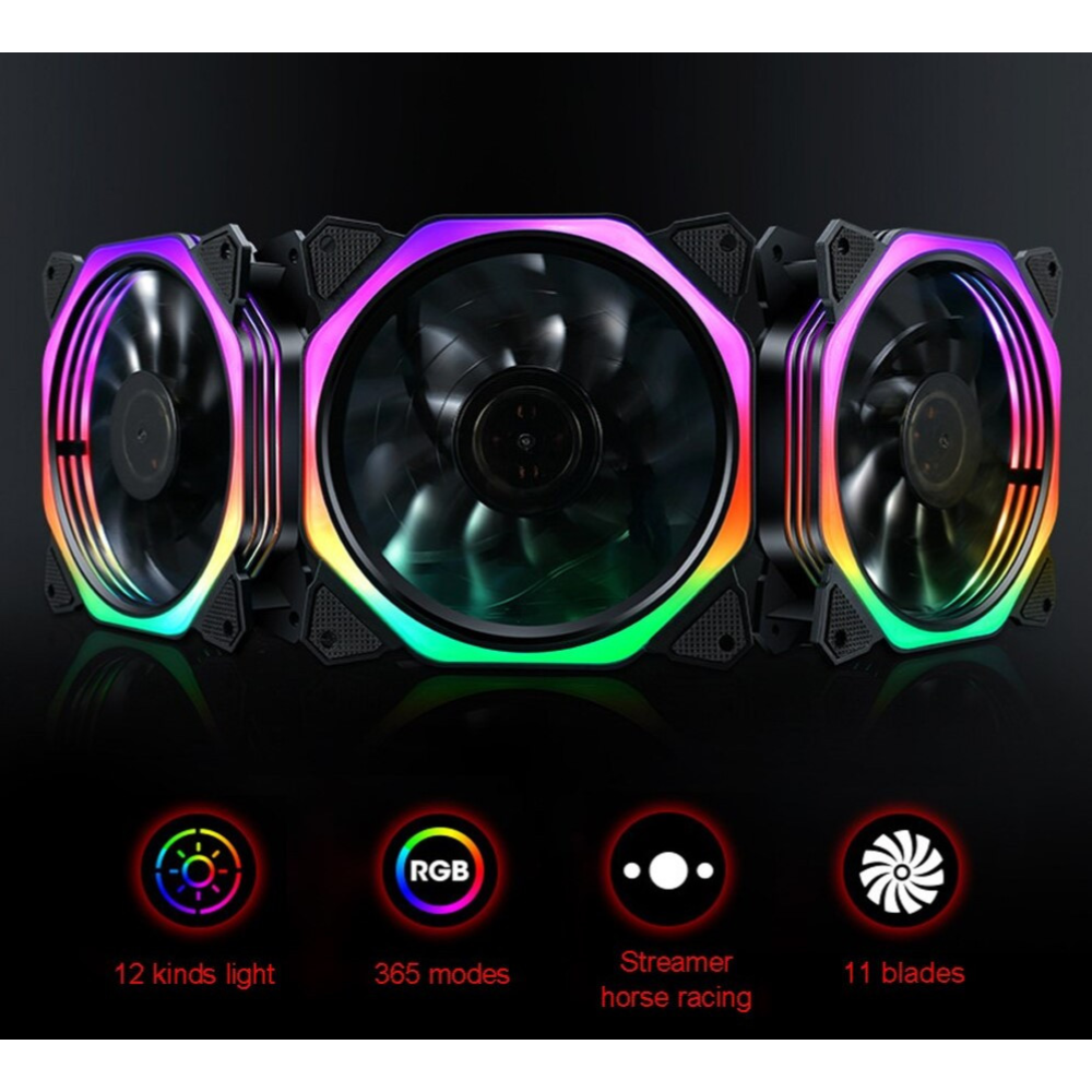 Вентилятор 120мм INPLAY M10 Rainbow  RGB 3pin+Molex 1200RPM Кулер 120 мм