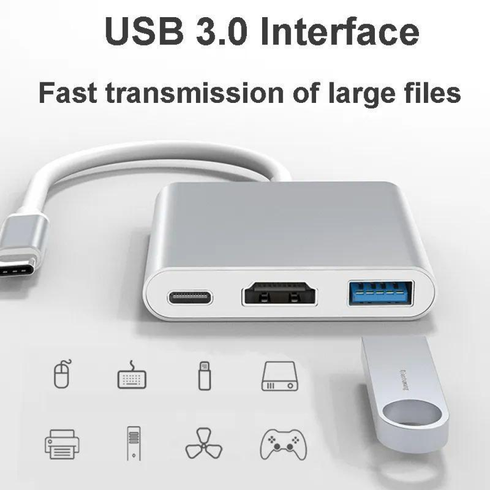 Адаптер преобразователь конвертер Type-C - HDMI USB Type-C 4K. Перехідник Type-C - HDMI