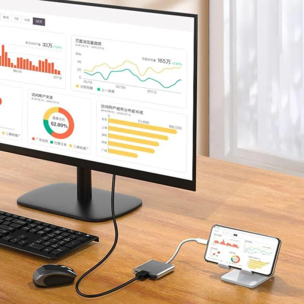 Адаптер преобразователь конвертер Type-C - HDMI USB Type-C 4K. Перехідник Type-C - HDMI
